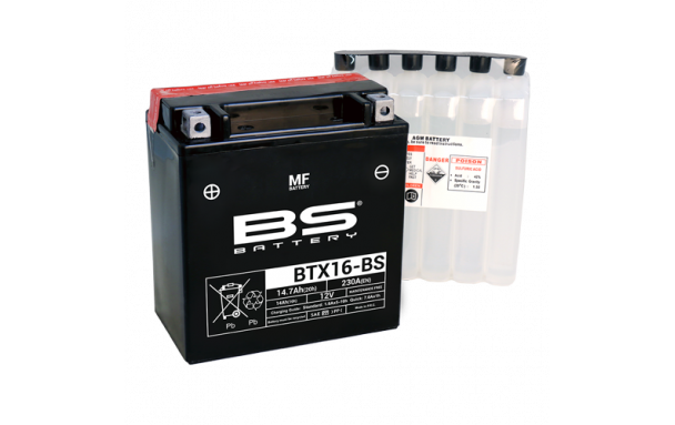 Batterie BTX16-BS (avec pack acide) BS BATTERY