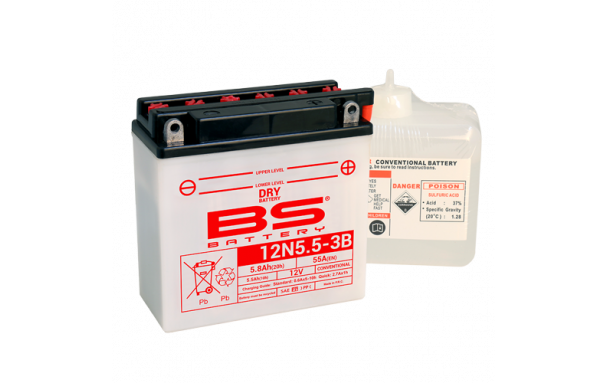 Batterie 12N5.5-3B (avec pack acide) BS BATTERY